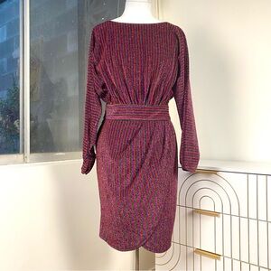 Trina Turk NWT Concoction Metallic Sparkle Multi Stripe Dress w Lining, Sz 4